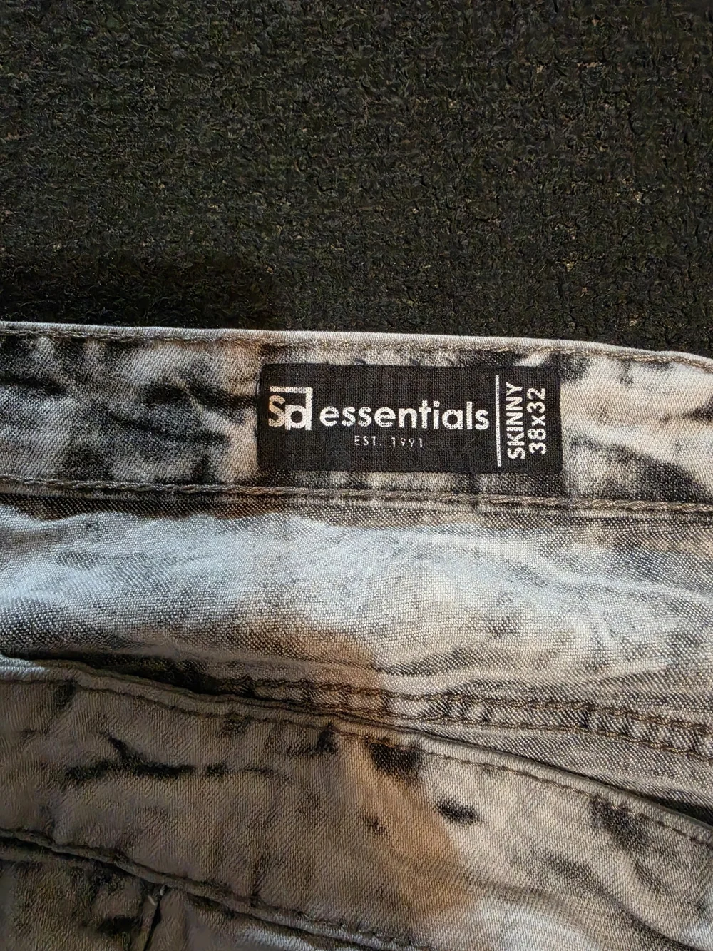 Essentials Men’s Washed Gray Moto Jeans